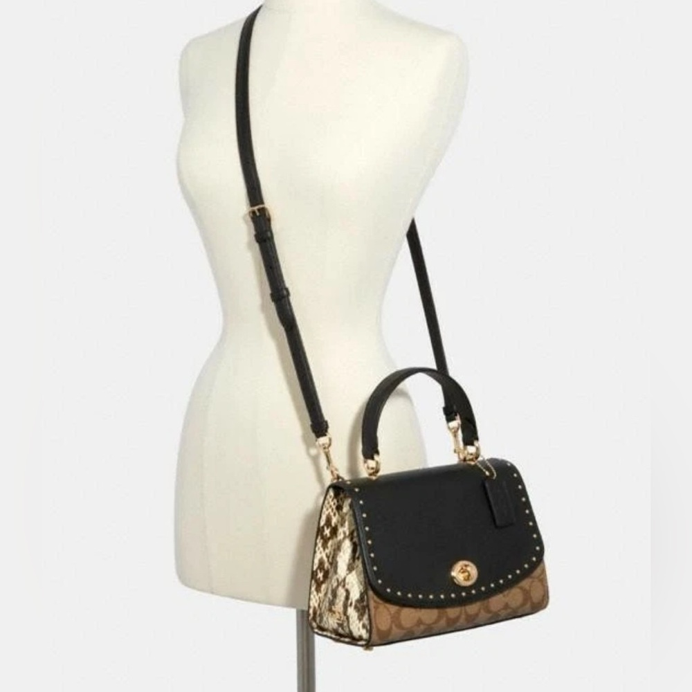 Coach Outlet Tilly Top Handle Bag with Rivets. Crossbody strap included